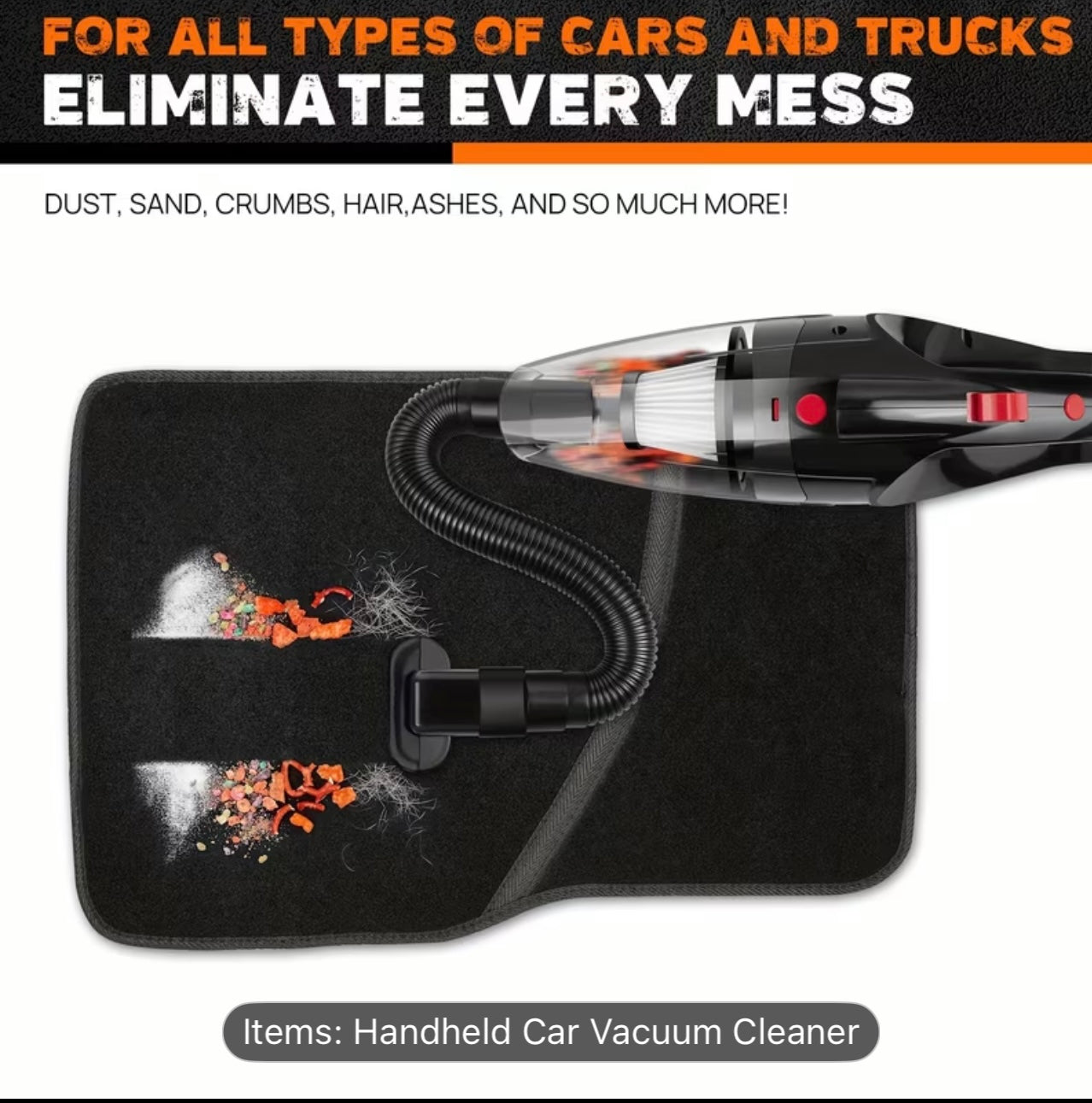 9000Pa Cordless Handheld Car Vacuum Cleaner with LED Light & HEPA Filter