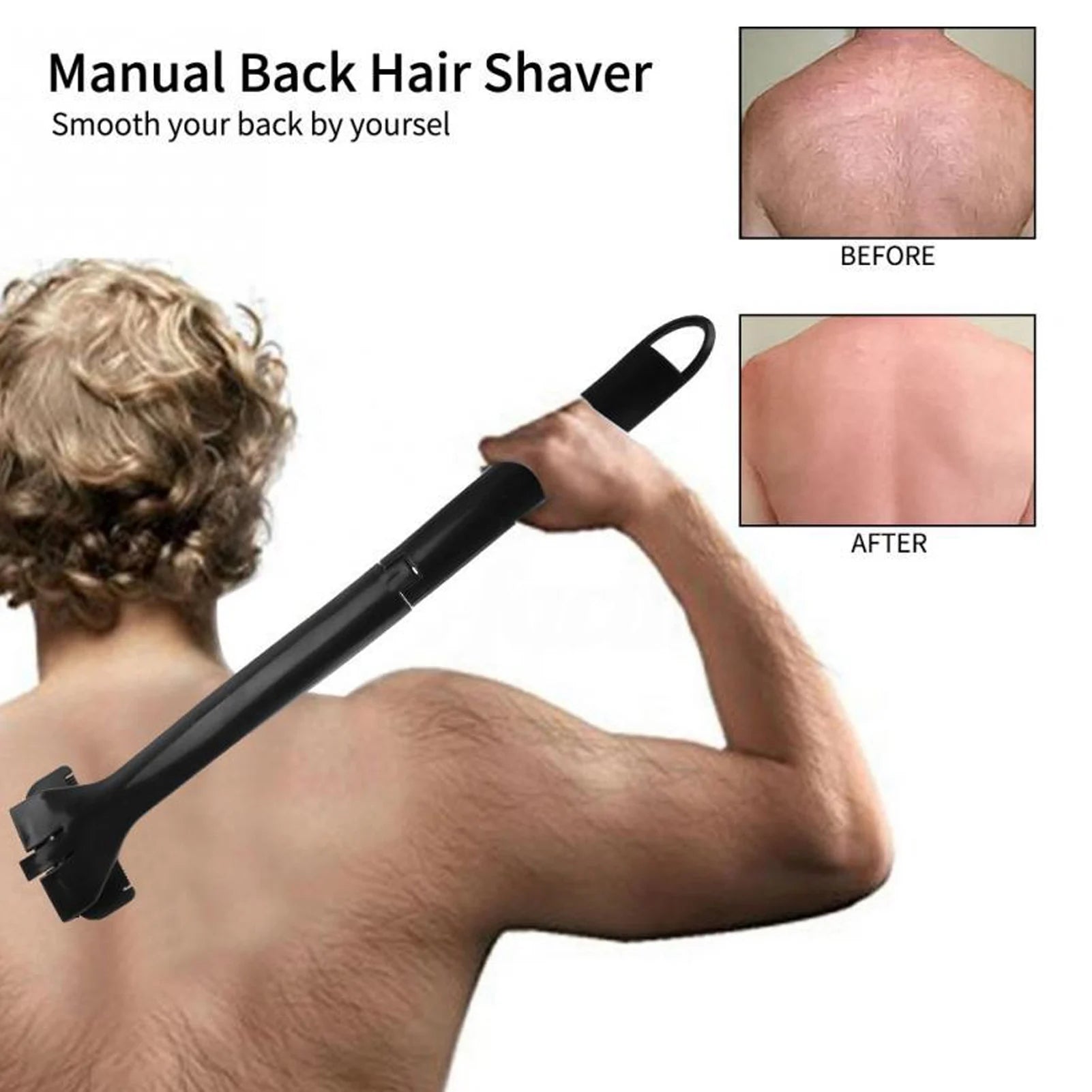 Back Cleaning Trimmer Manual Back Hair Trimmer Back Trimmer Long Handle Foldable Comfy Back Cleaning Manual Back Trimmer for Men